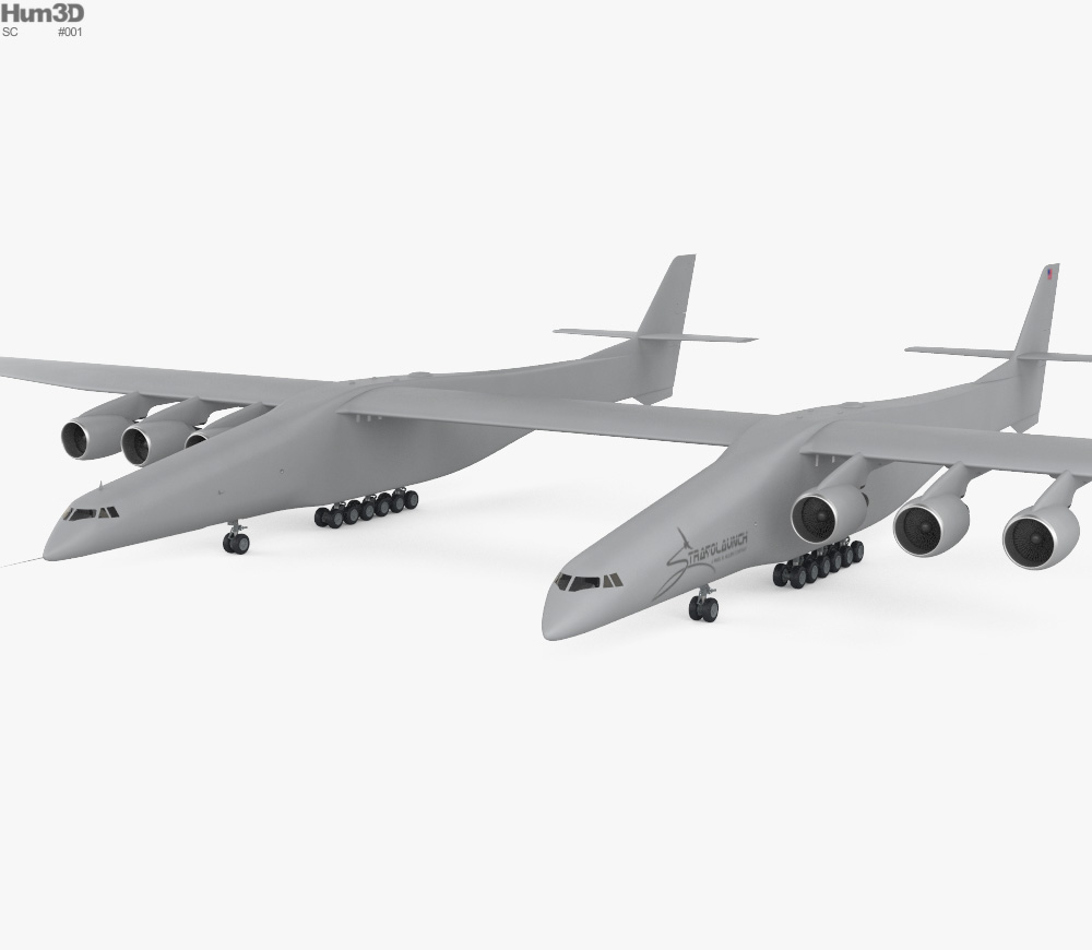 缩尺复合体平流层发射双体飞机 3D模型