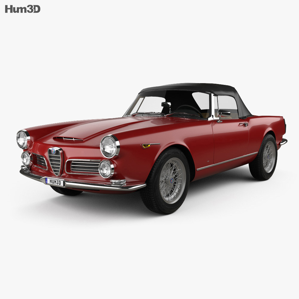 Alfa Romeo 2600 spider touring з детальним інтер'єром 1962 3D модель