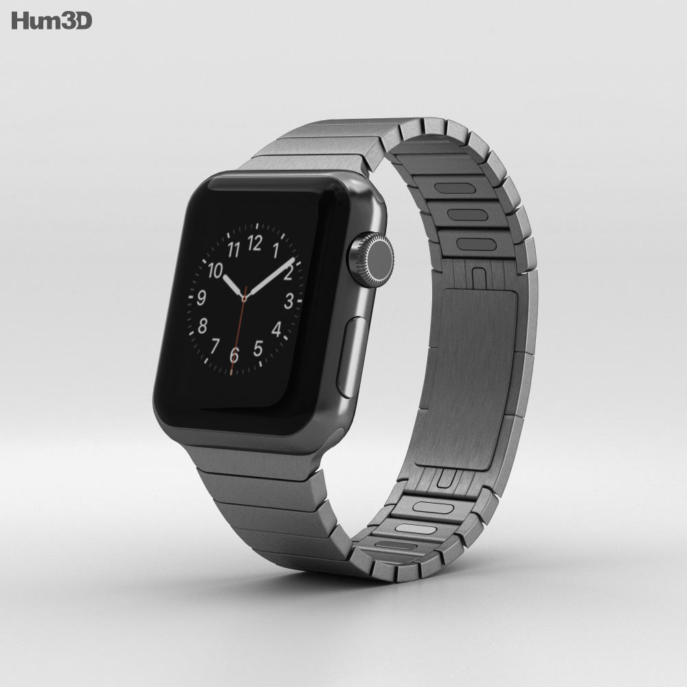 Apple Watch 38mm Black Stainless Steel Case Link Bracelet Modelo 3D