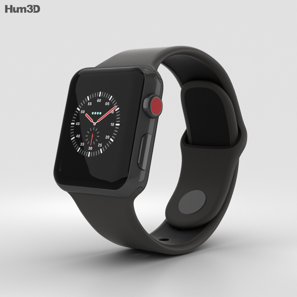 Apple Watch Edition Series 3 38mm GPS Gray Ceramic Case Gray/Black Sport  Band 3D model download