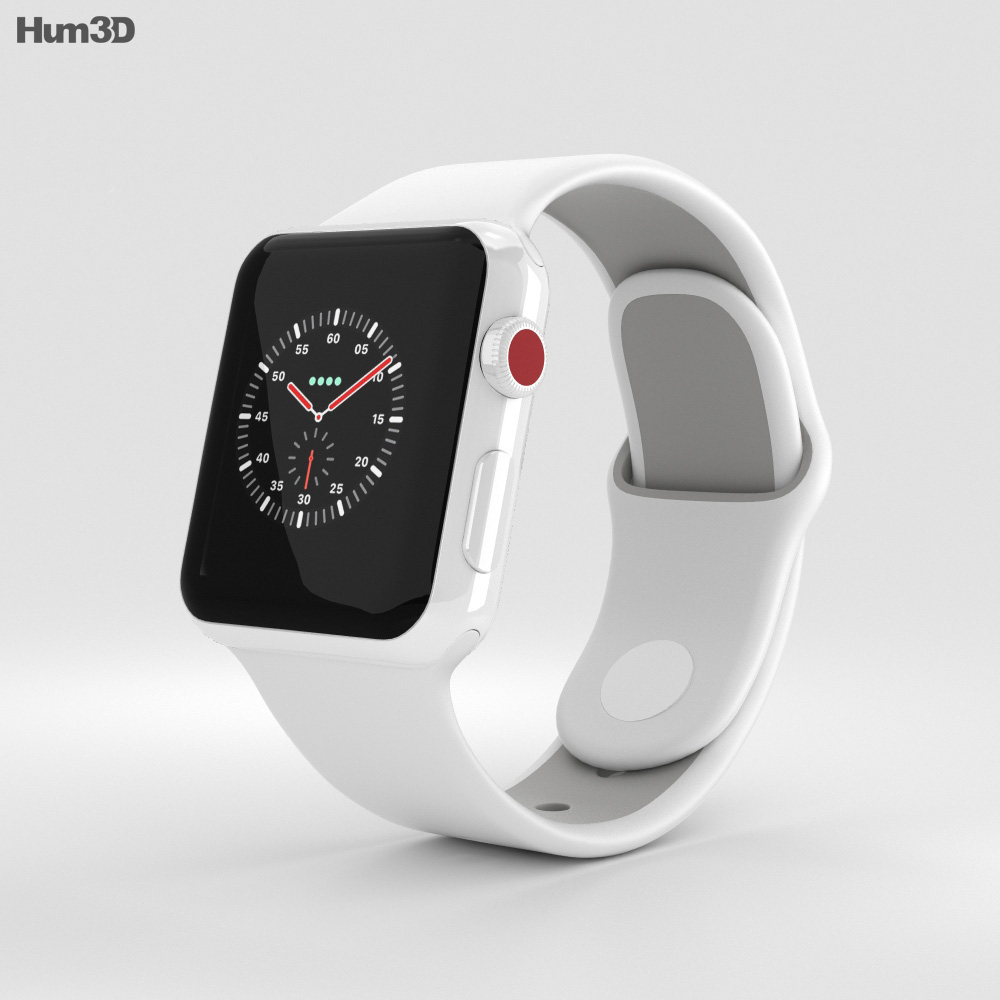 Apple Watch Edition Series 38mm GPS White Ceramic Case Soft White/Pebble  Sport Band 3D model Electronics on Hum3D