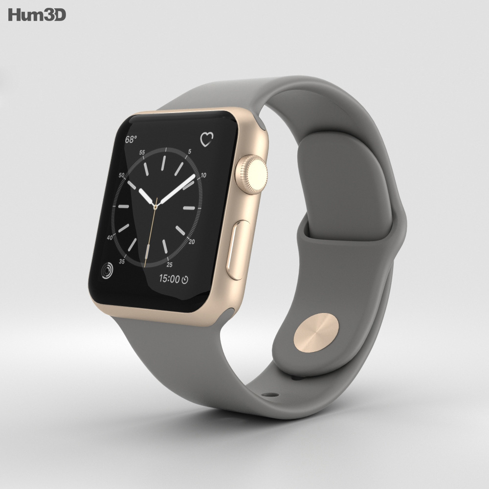 Apple Watch Series 2 38mm Gold Aluminum Case Concrete Sport Band 3D model  download