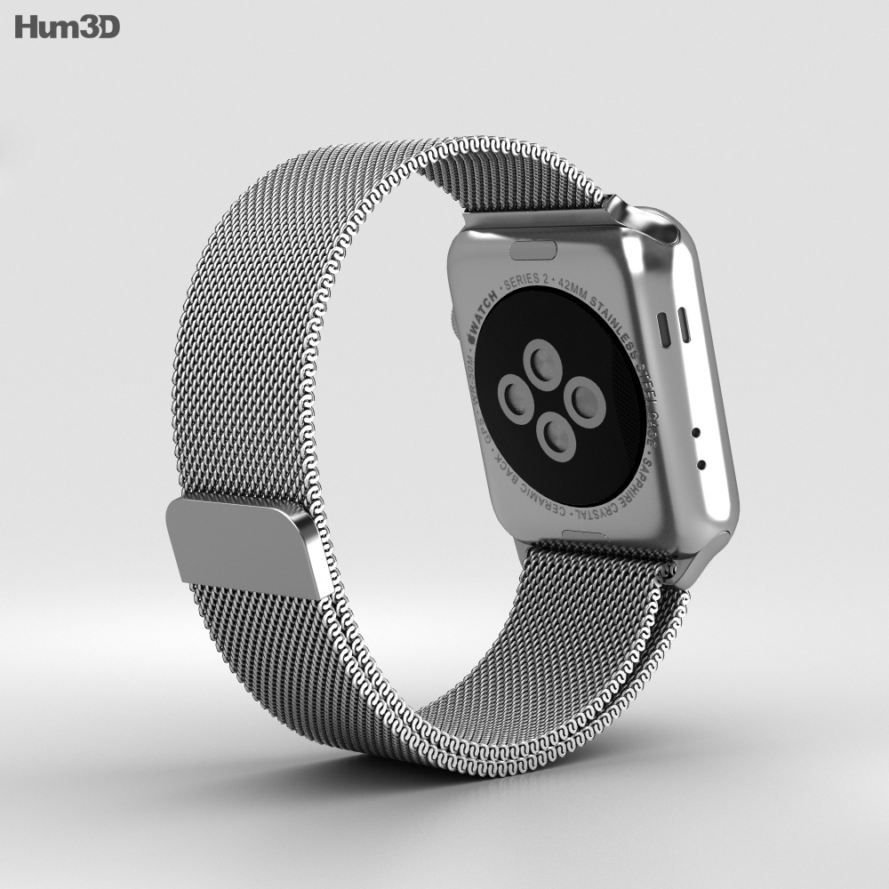 Apple Watch Series 2 42mm Stainless Steel Case Milanese Loop 3Dモデル ダウンロード