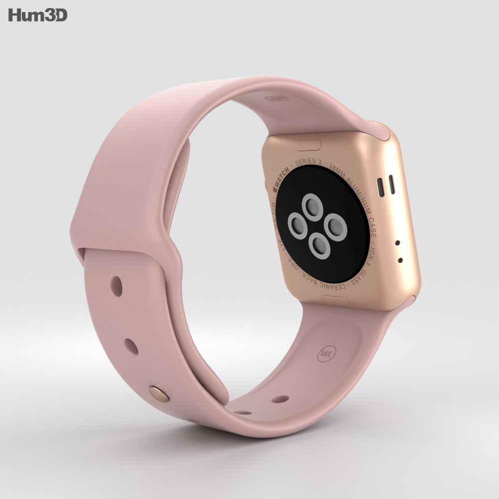 Apple Watch Series 3 38mm GPS + Cellular Gold Aluminum Case Pink Sand Sport  Band 3Dモデル download