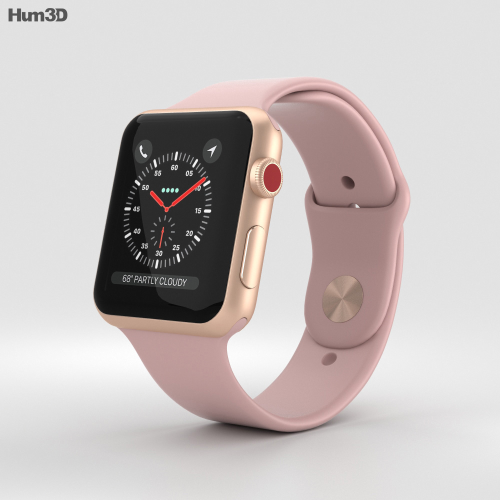 Apple Watch Series 42mm GPS Cellular Gold Aluminum Case Pink Sand Sport  Band 3Dモデル 電子機器 on 3DModels