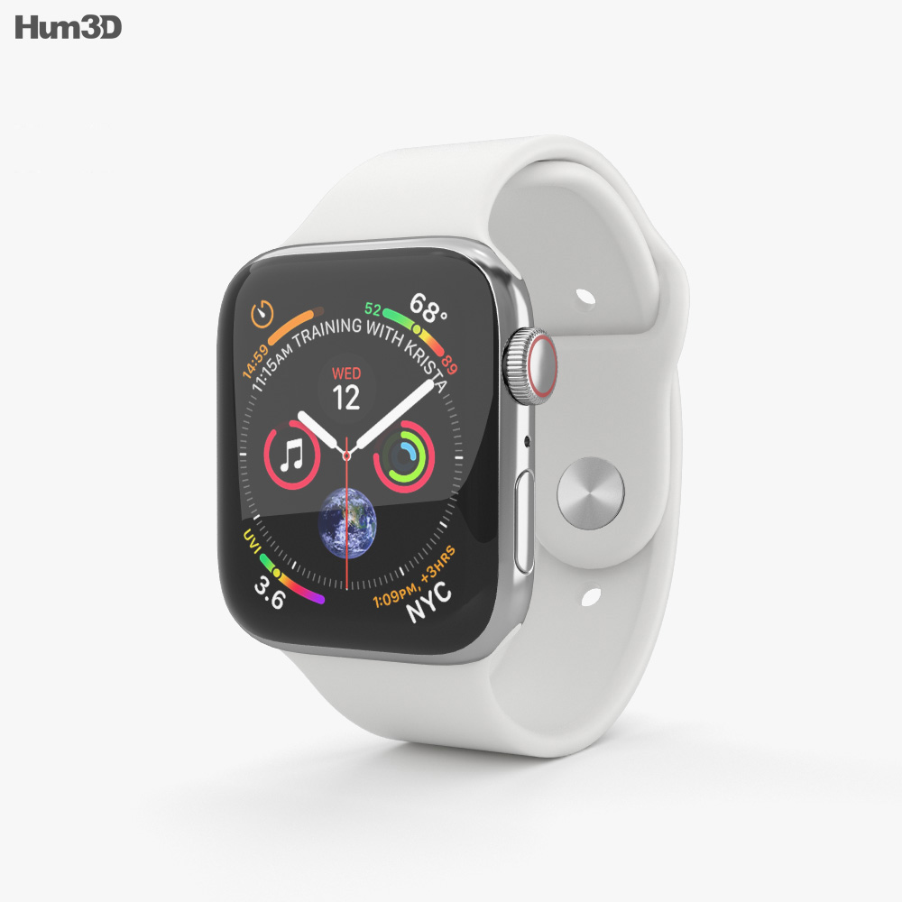 Apple Watch Series 4 44mm Stainless Steel Case with White Sport