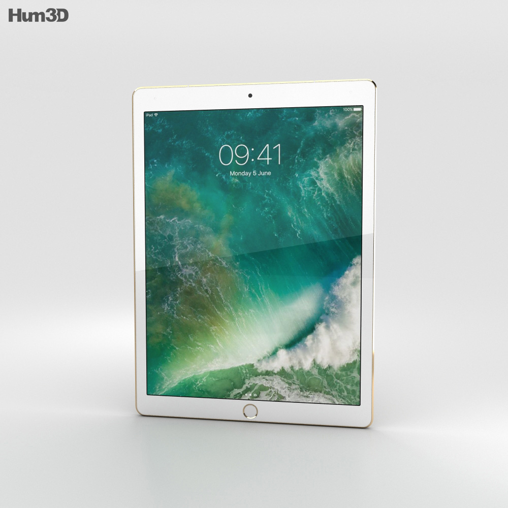 Apple iPad Pro 12.9-inch (2017) Cellular Gold Modelo 3d