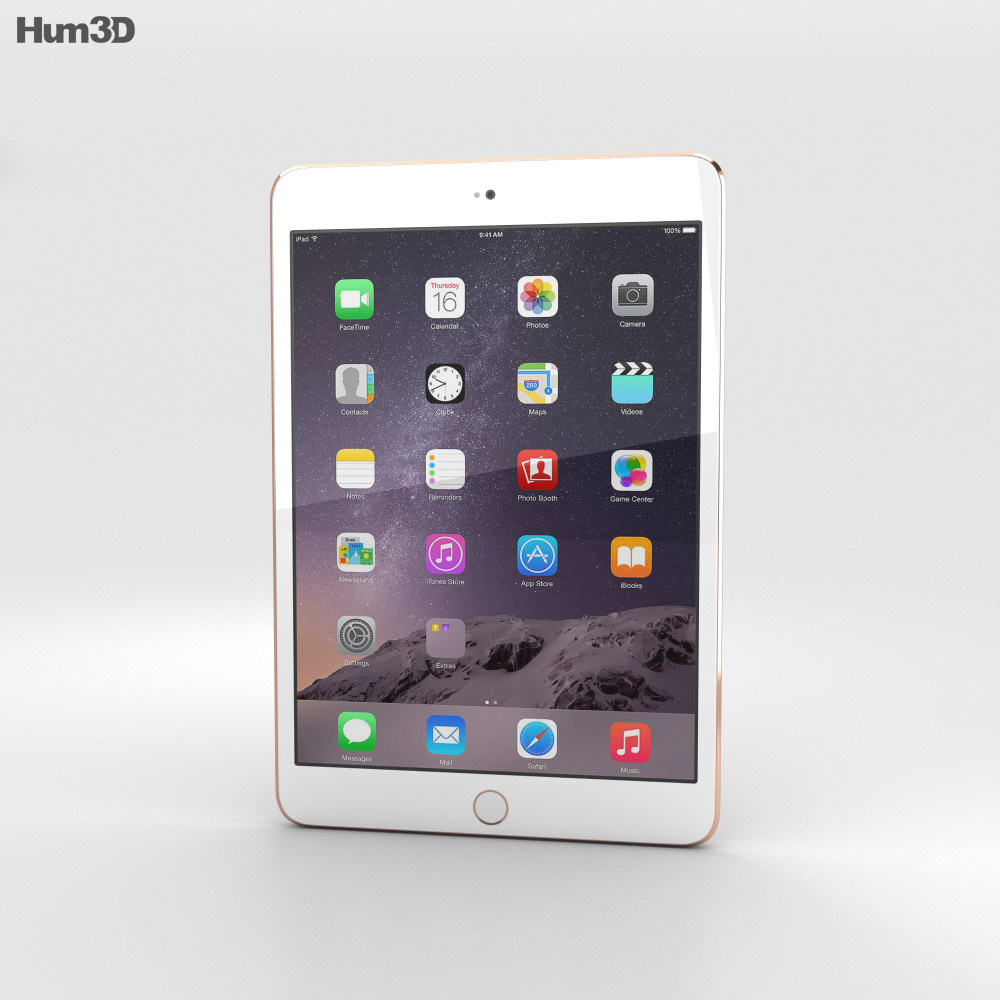 Apple iPad Mini 3 Gold 3D-Modell