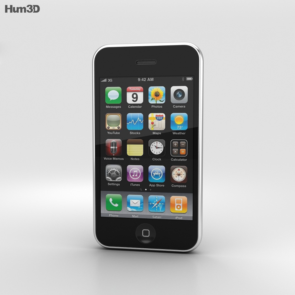 Apple iPhone 3G Preto Modelo 3d