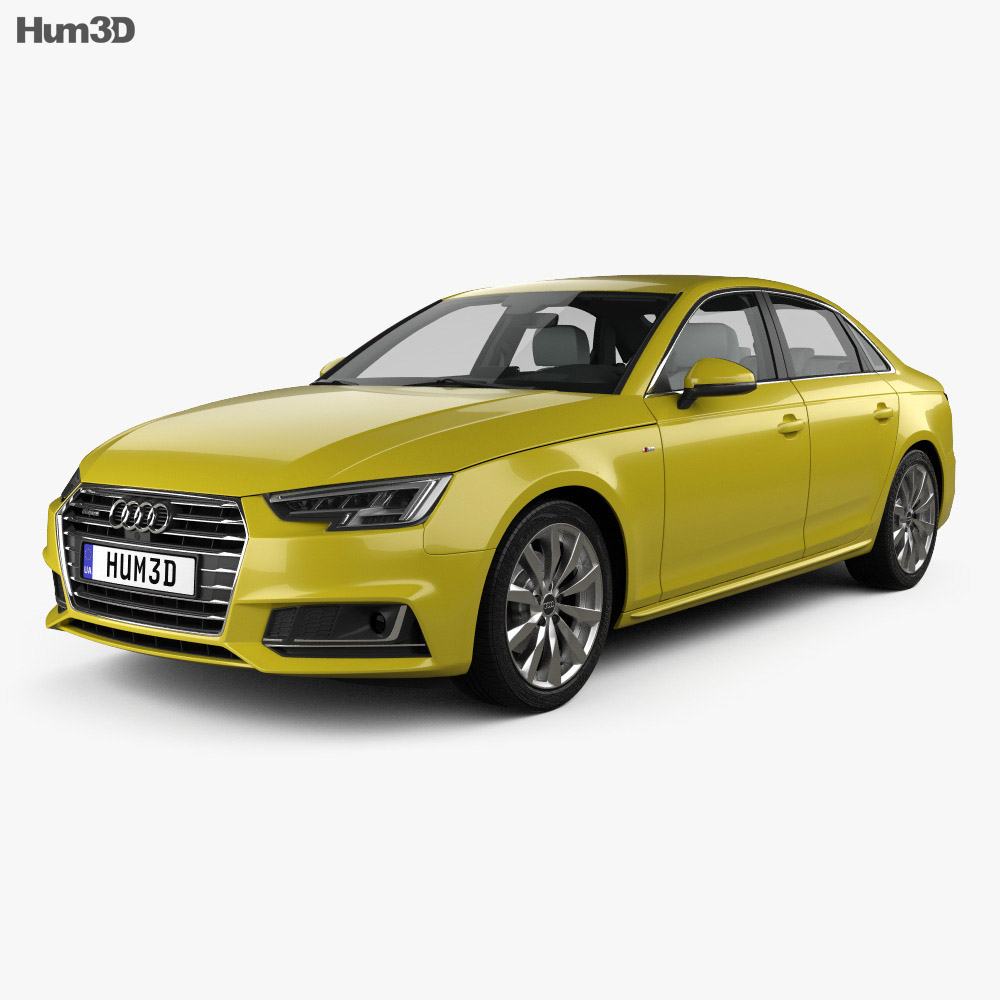 Audi A4 (B9) S-line saloon with HQ interior 2019 3d model