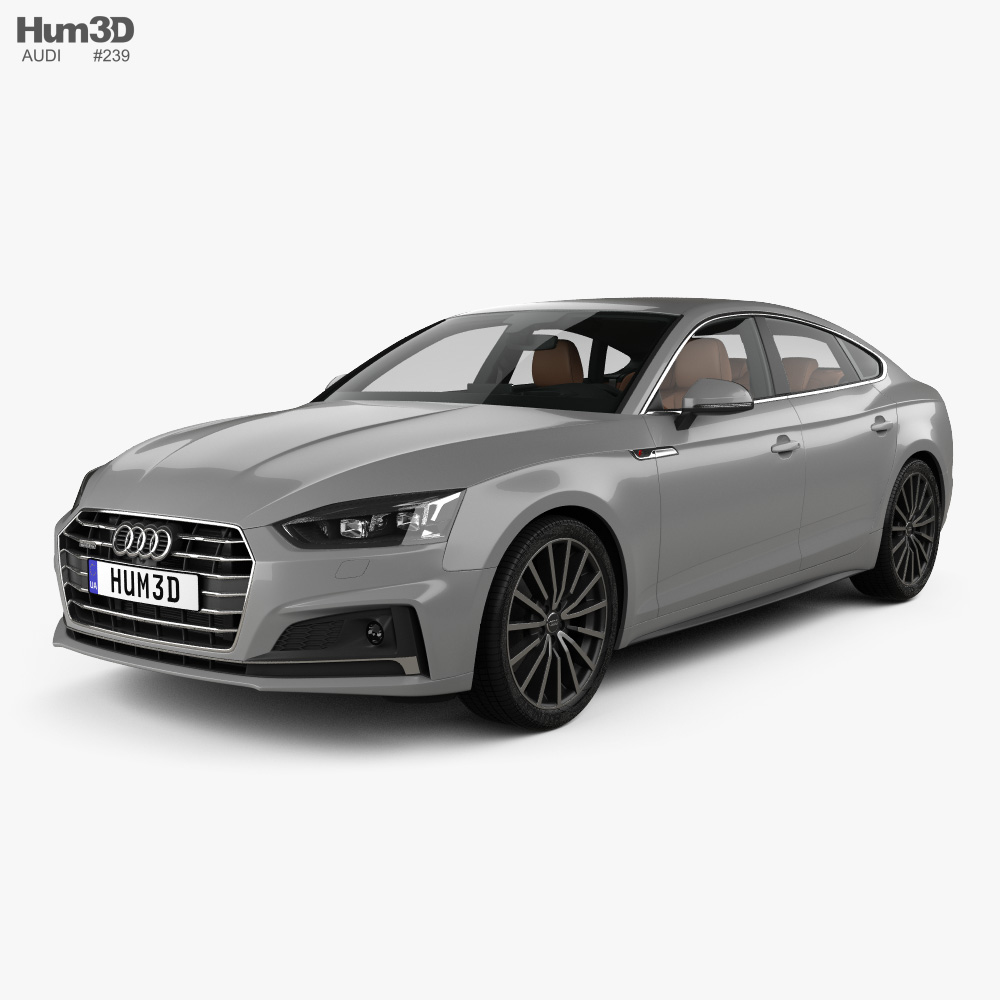 Audi A5 S-line sportback з детальним інтер'єром 2020 3D модель