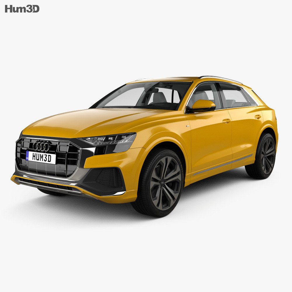 Audi Q8 S-line HQインテリアと とエンジン 2018 3Dモデル