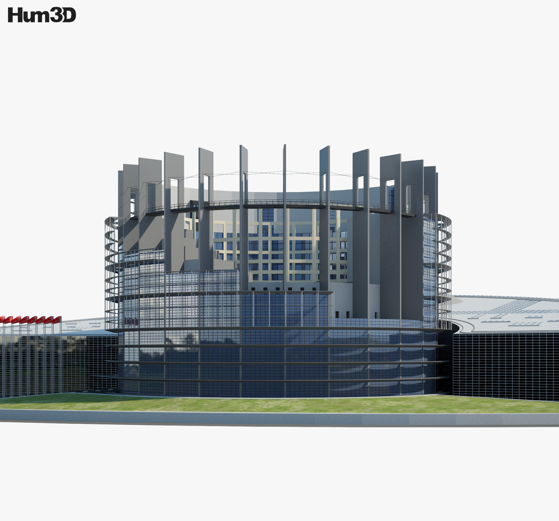 Seat of the European Parliament in Strasbourg Modelo 3D