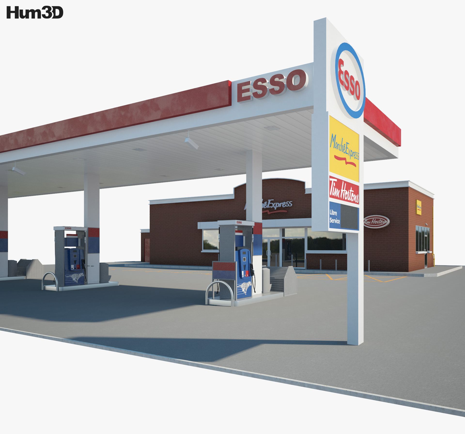 ESSO ガソリンスタンド 001 3Dモデル