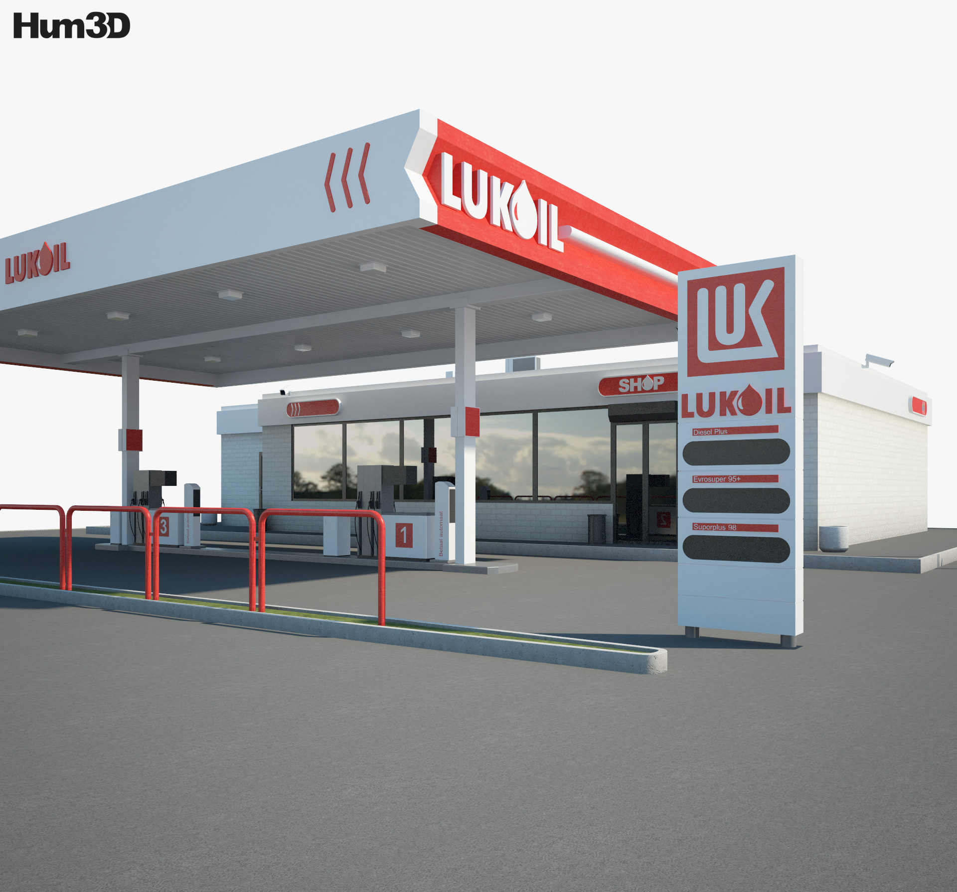 Lukoil gas station 001 3d model