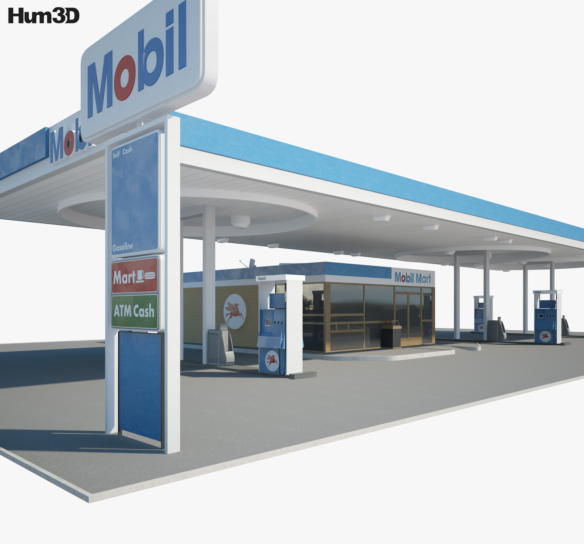 Mobil 加油站 001 3D模型