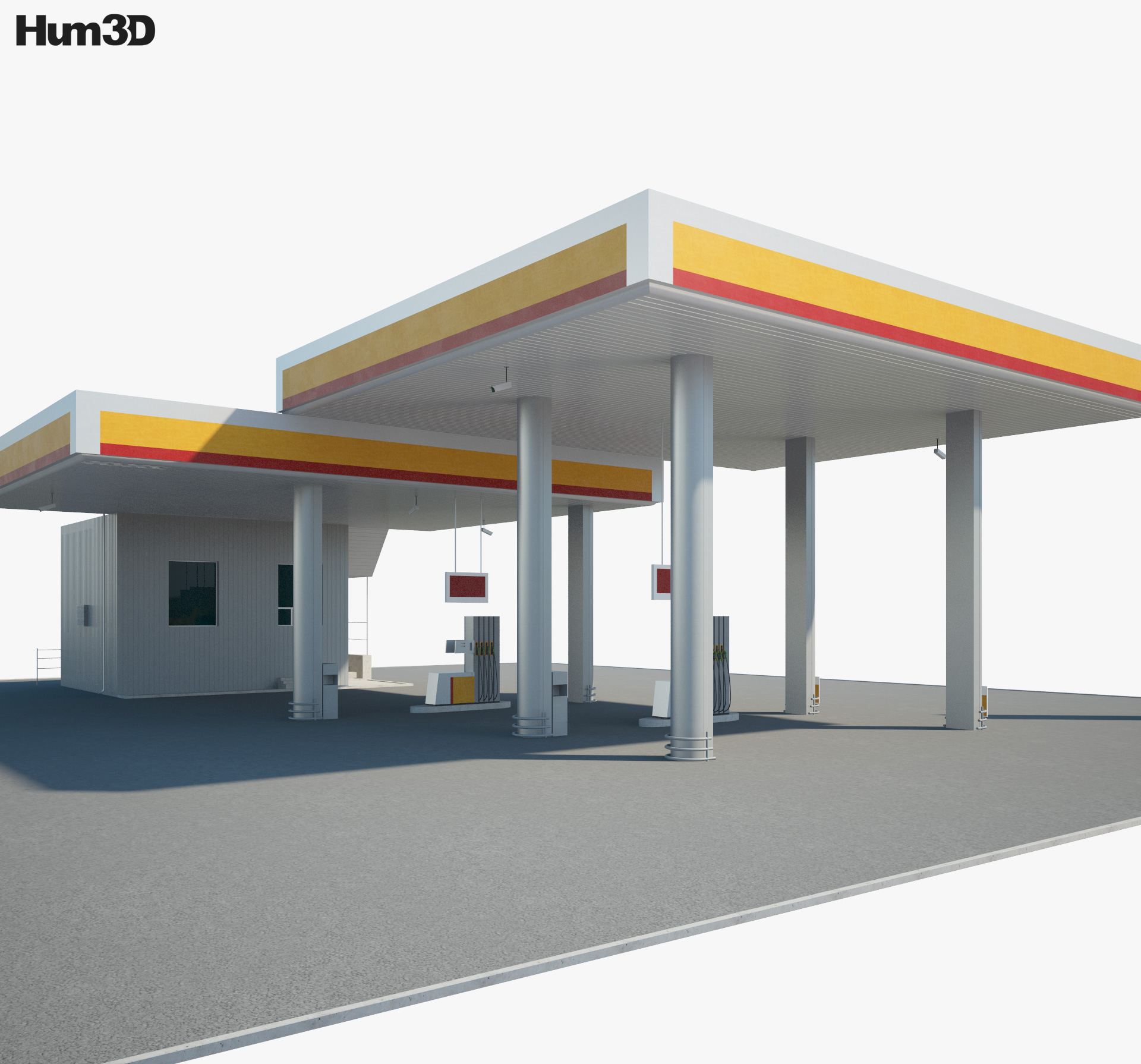 Shell ガソリンスタンド 001 3Dモデル