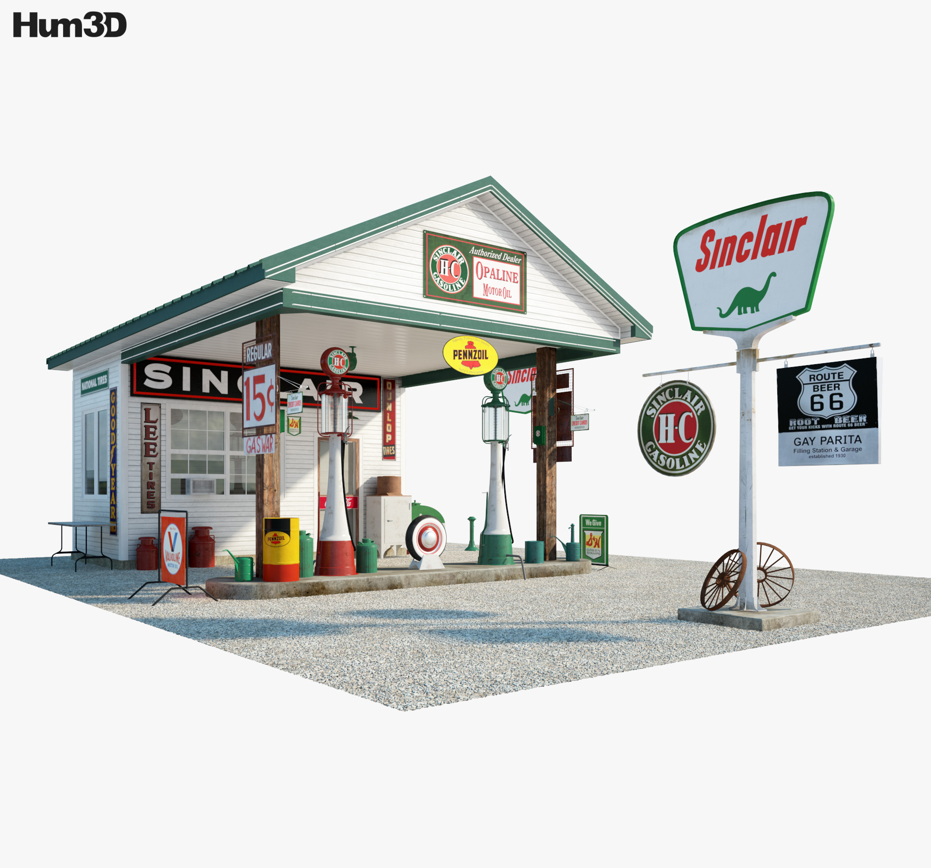 Sinclair gas station 3d model