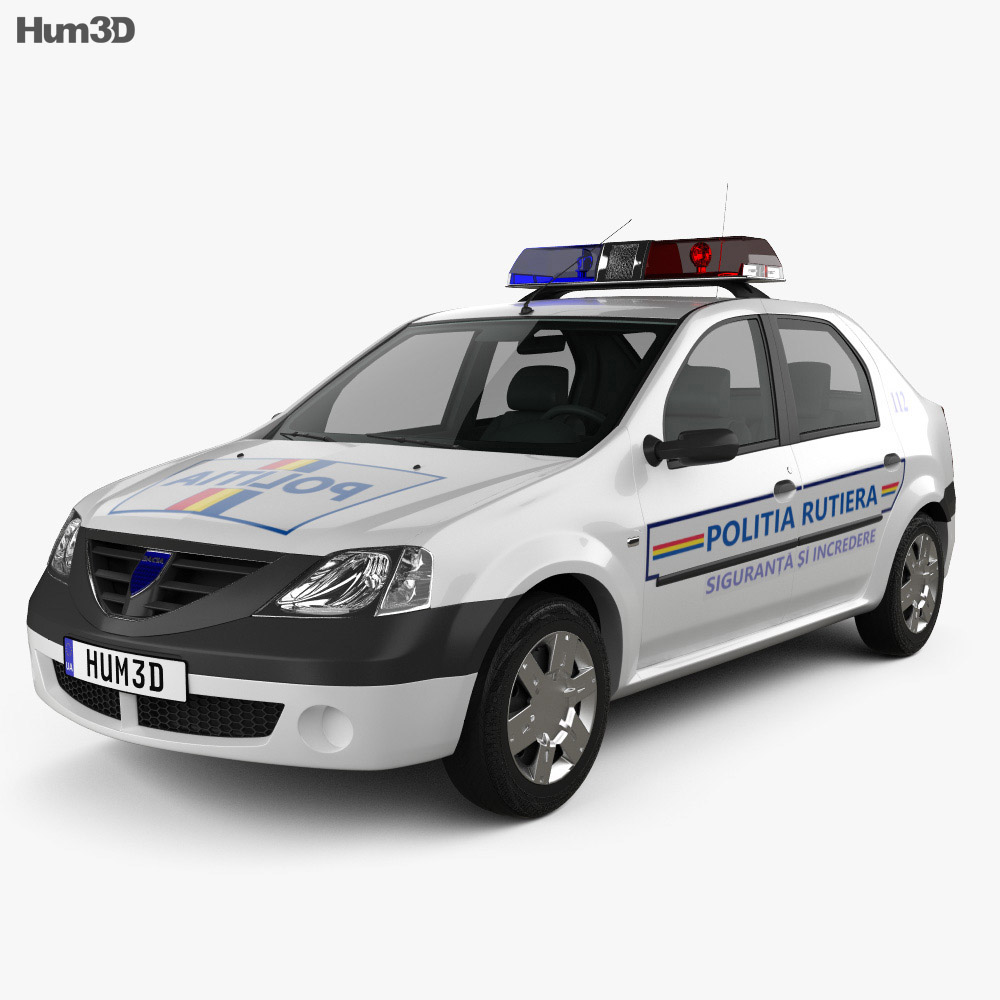 Dacia Logan Polícia Romênia sedan 2012 Modelo 3d