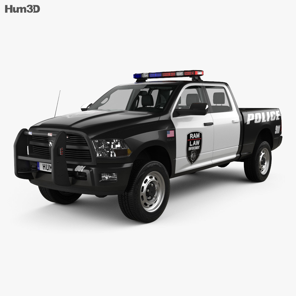 Dodge Ram Crew Cab Polícia com interior 2019 Modelo 3d