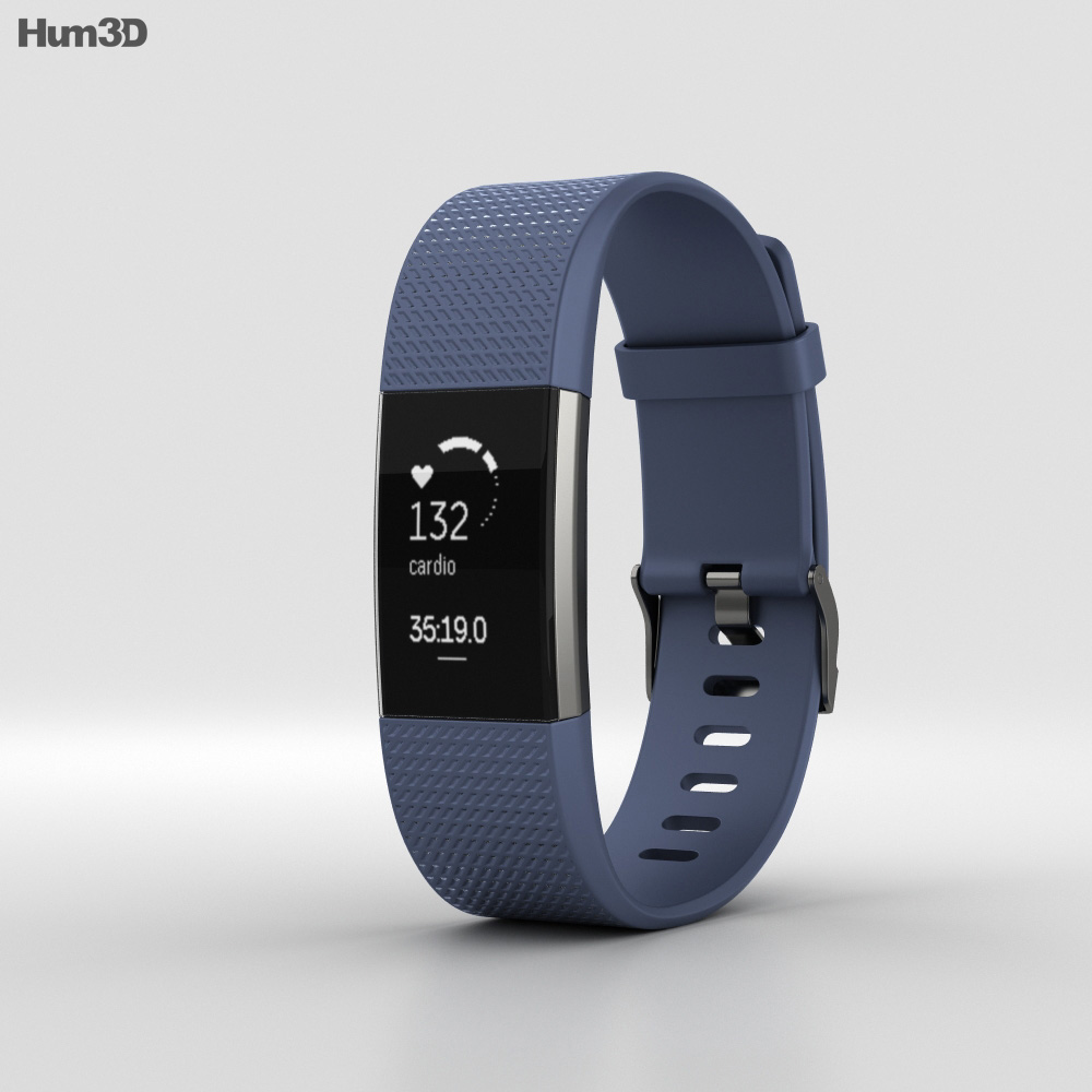 Fitbit Charge 2 Blue 3D-Modell