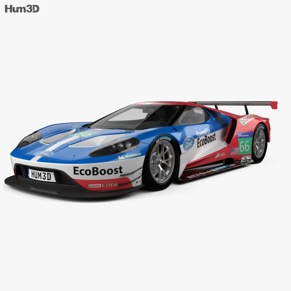 Ford GT Le Mans Coche de carreras 2016 Modelo 3D