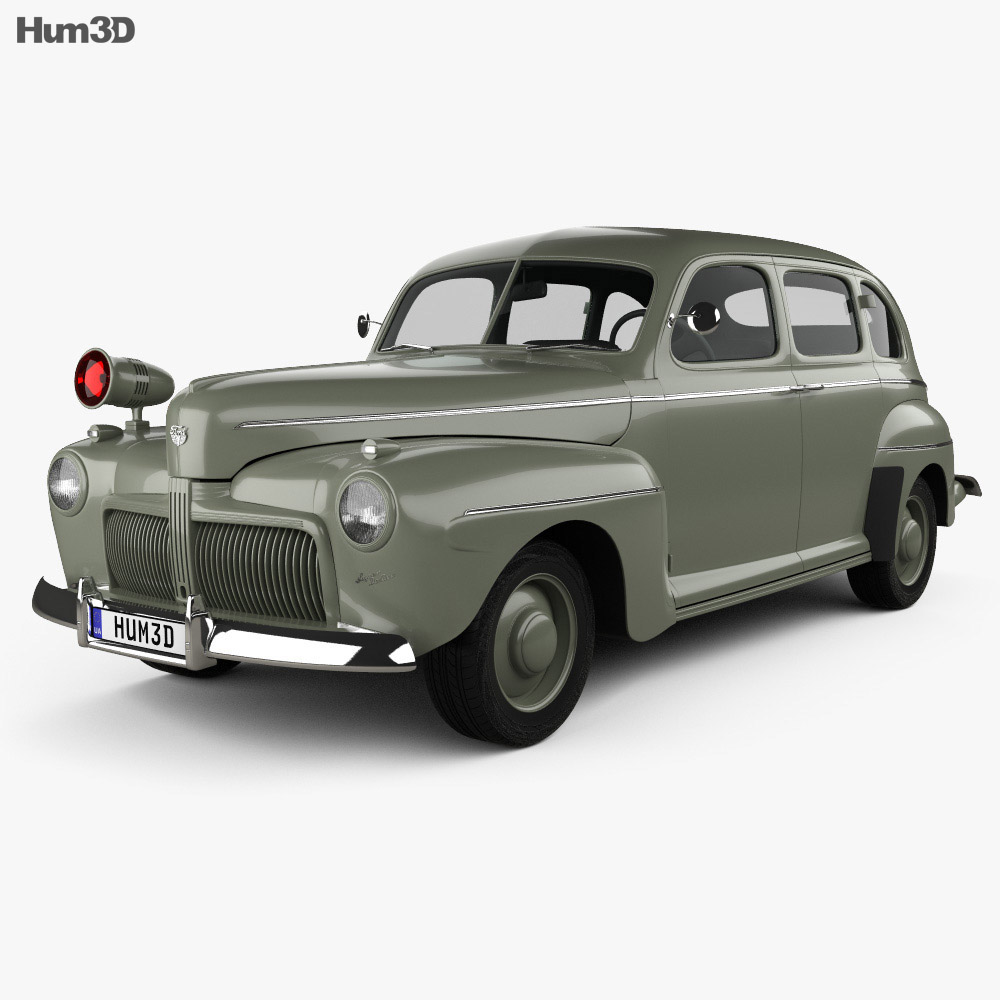 Ford V8 Super Deluxe Tudor 세단 Army Staff Car 1942 3D 모델 