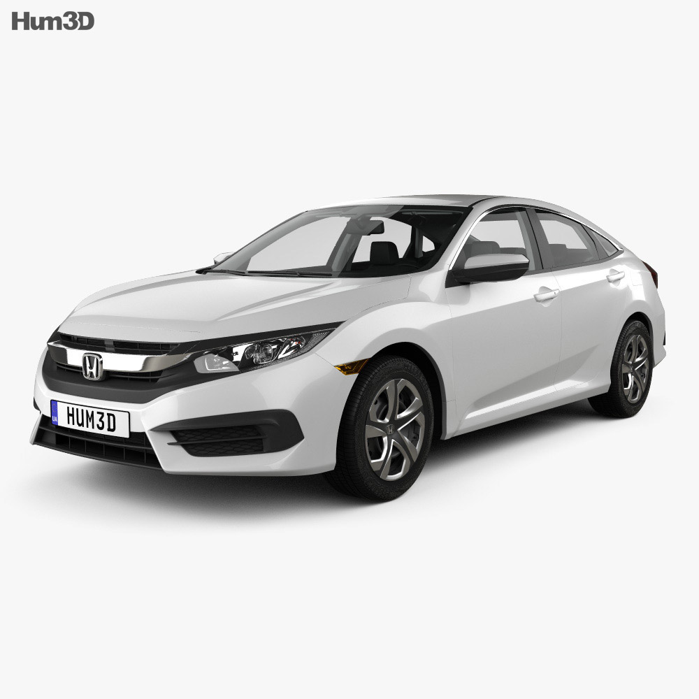 Honda Civic LX mit Innenraum 2019 3D-Modell