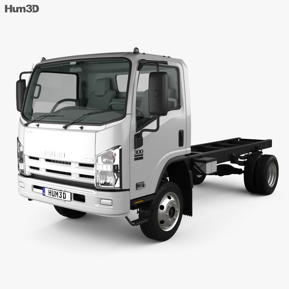 Isuzu NPS 300 Cabine Simple Camion Châssis avec Intérieur 2019 Modèle 3d