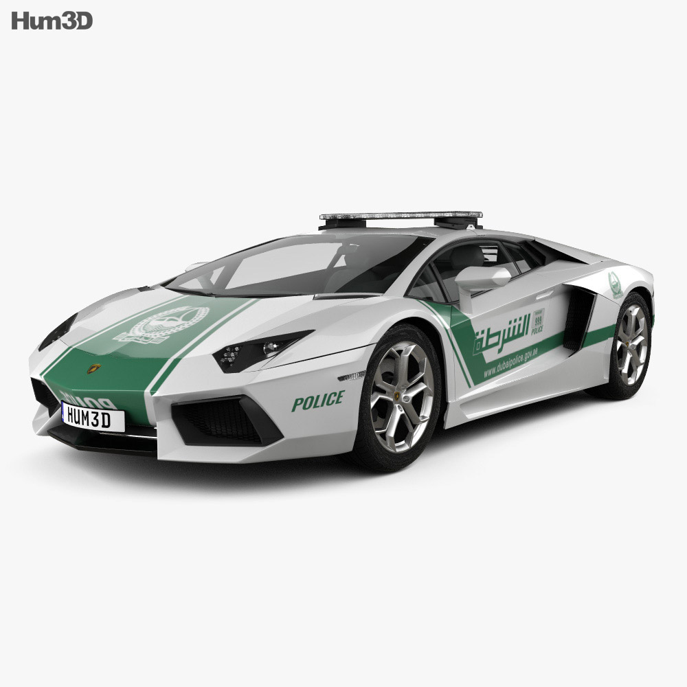 Lamborghini Aventador 警察 Dubai 2016 3Dモデル