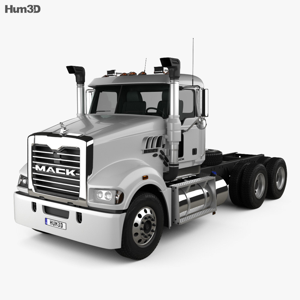 Mack Trident Axle Forward Day Cab Camião Chassis 2008 Modelo 3d