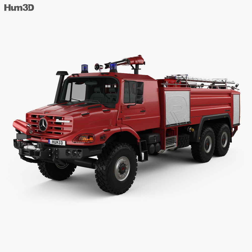 Mercedes-Benz Zetros Rosenbauer Feuerwehrauto 2014 3D-Modell