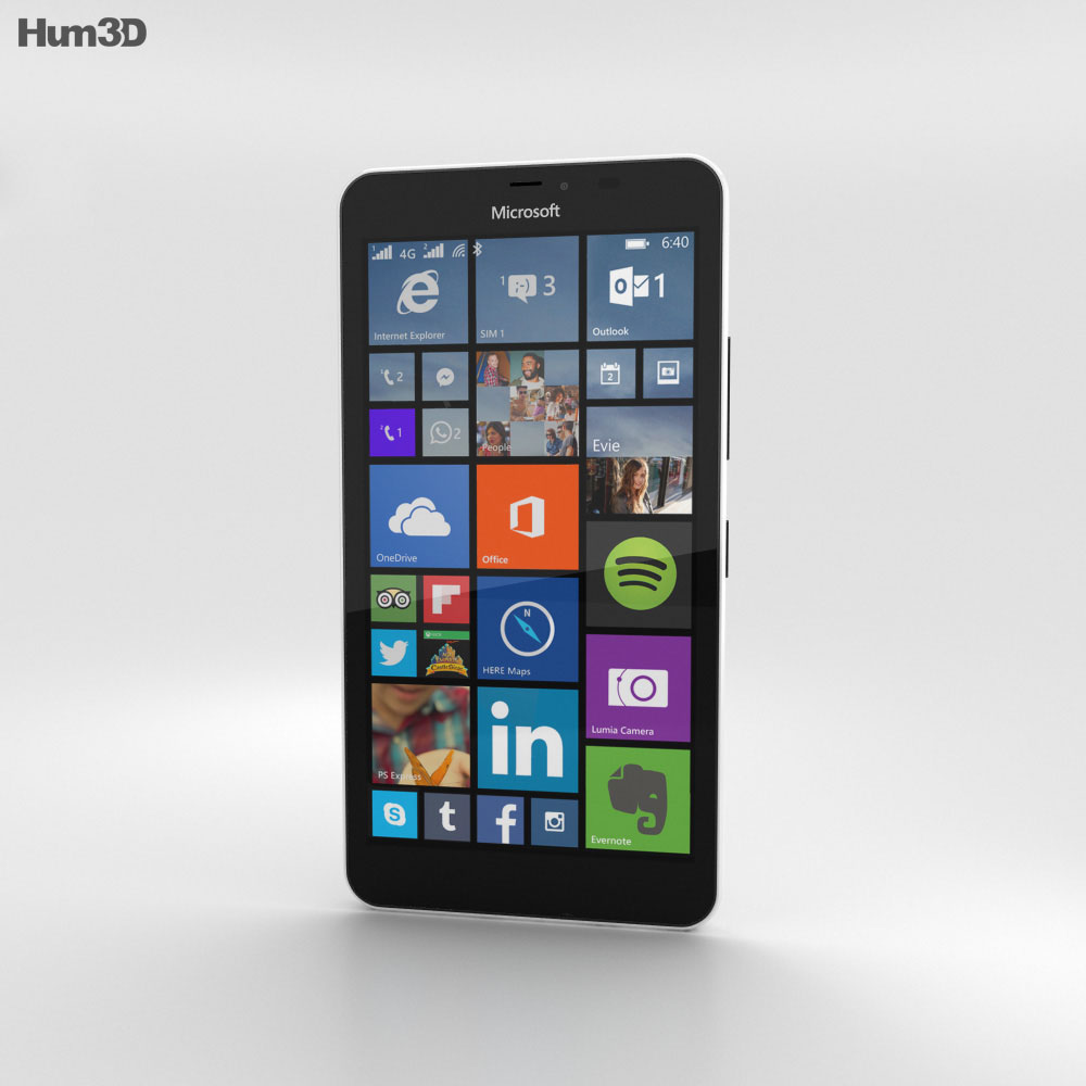 Microsoft Lumia 640 XL Glossy Weiß 3D-Modell