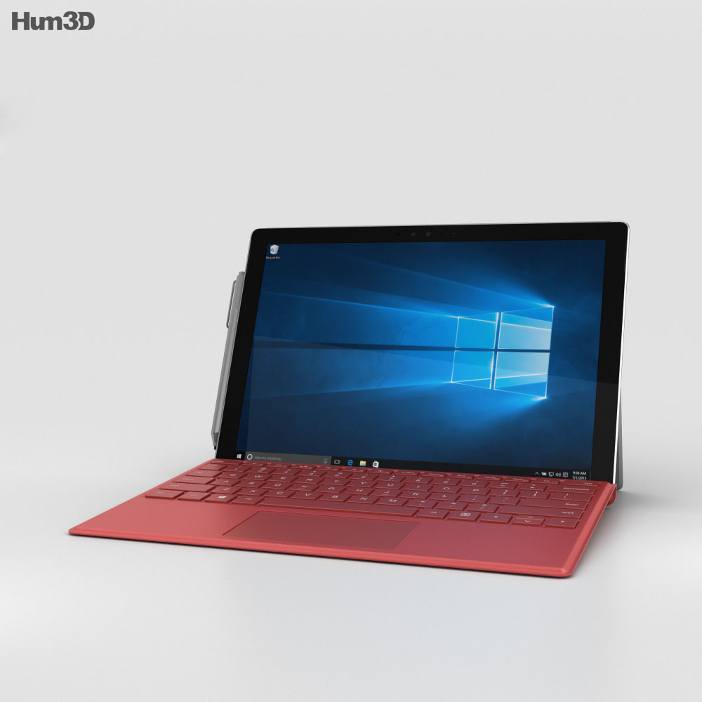 Microsoft Surface Pro 4 Red 3Dモデル
