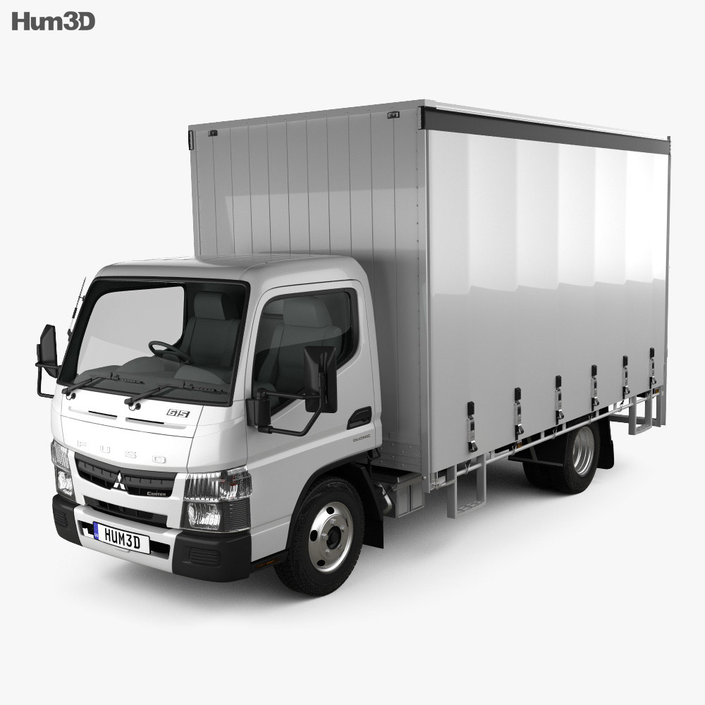Mitsubishi Fuso Canter (615) Wide シングルキャブ Curtain Sider Truck 2019 3Dモデル