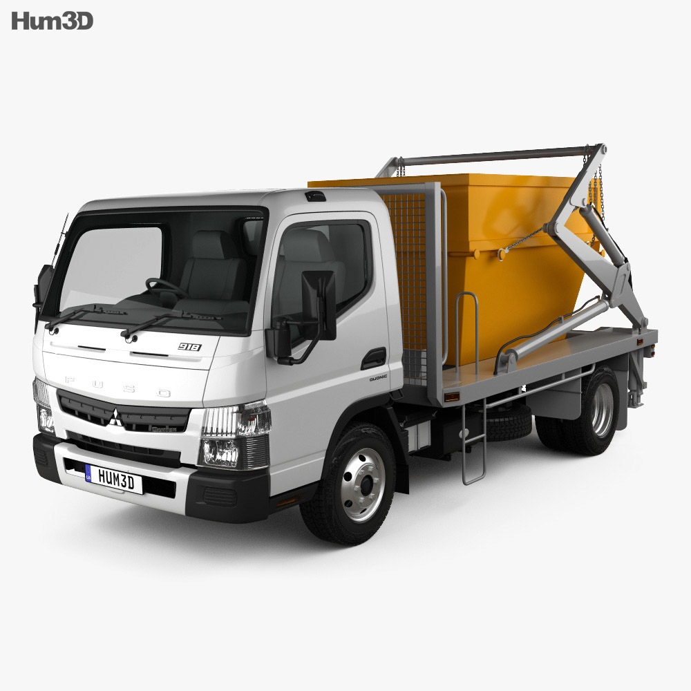Mitsubishi Fuso Canter (918) Wide Cabine Simple Skip Bin Truck 2019 Modèle 3d