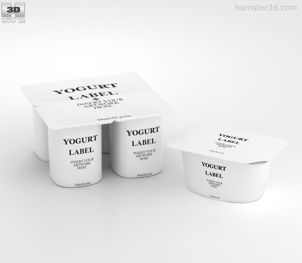 Copos de iogurte Modelo 3d