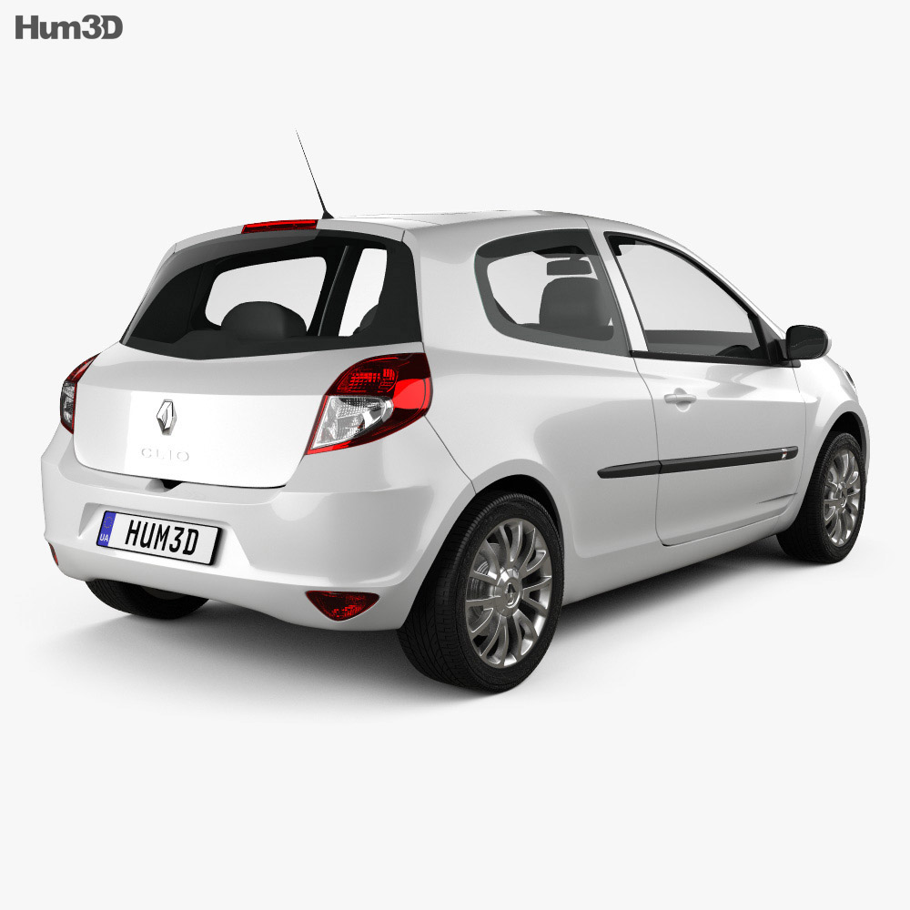Renault Clio 3-Türer 2012 3D-Modell - Herunterladen Fahrzeuge on
