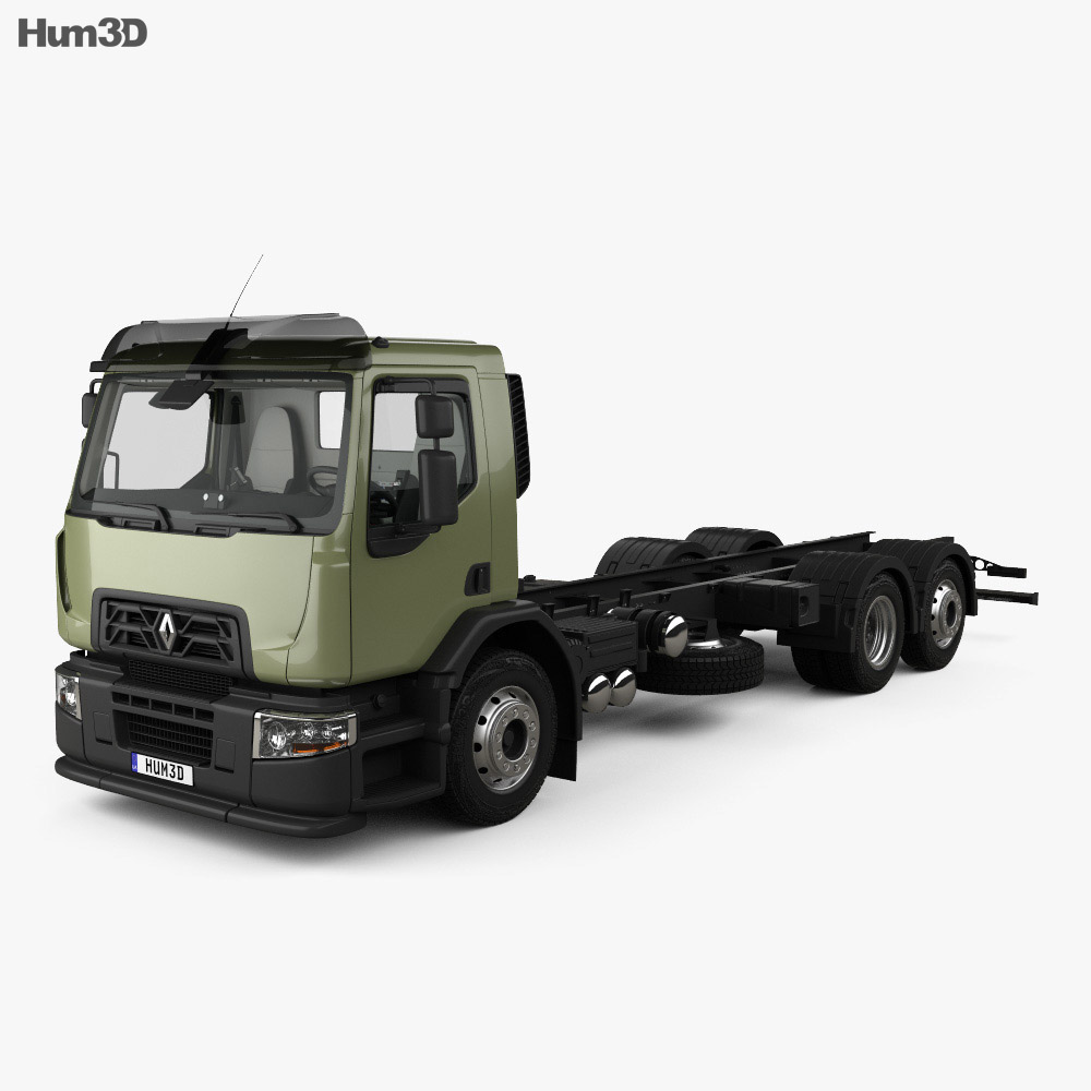 Renault D Wide Chassis Truck 3-axle with HQ interior 2016 3d model