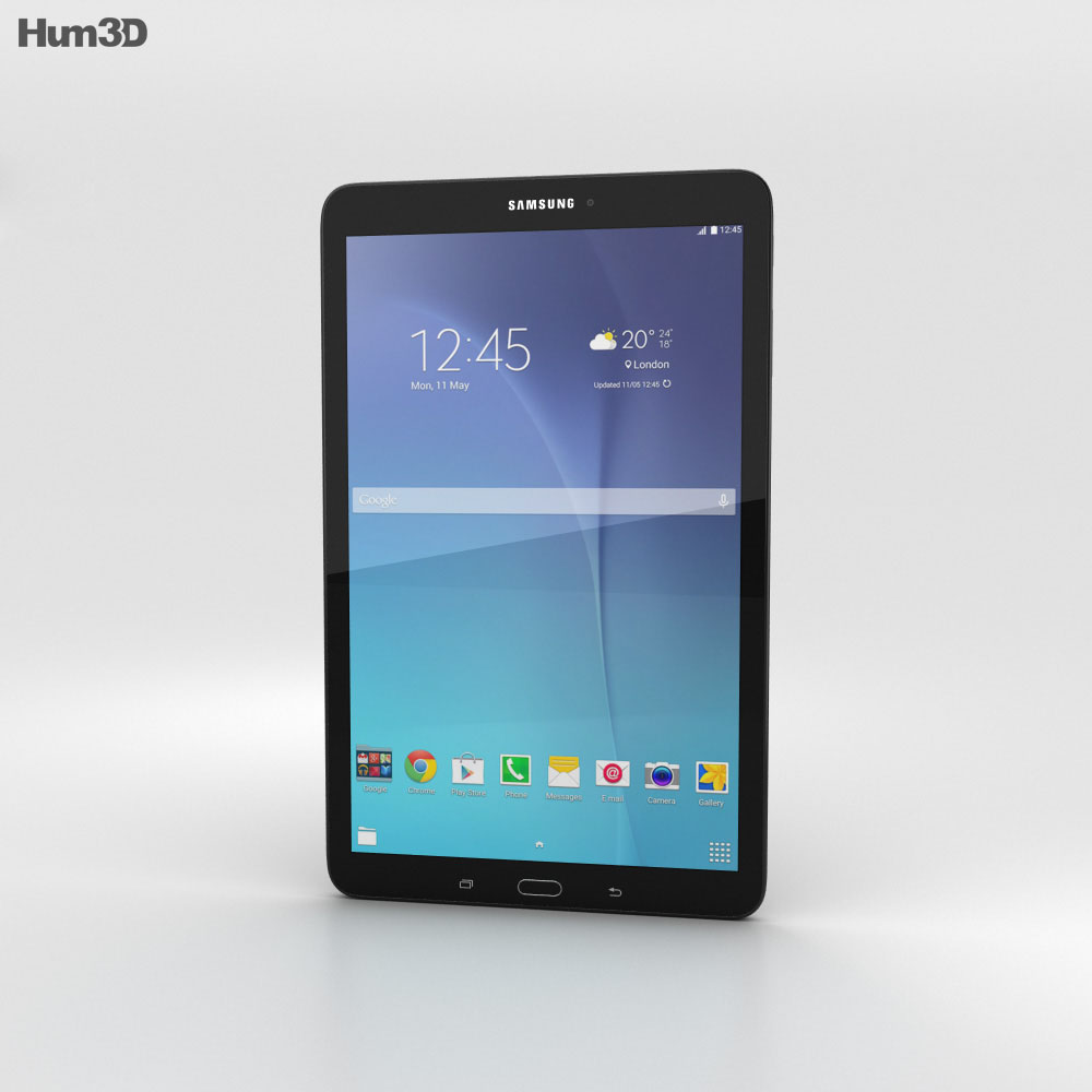Samsung Galaxy Tab E 9.6 Schwarz 3D-Modell