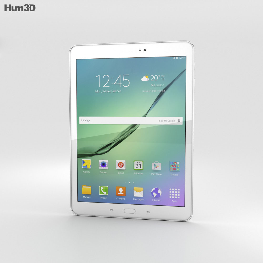 Samsung Galaxy Tab S2 9.7-inch 白い 3Dモデル