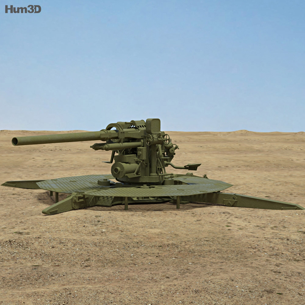 M1 90mm高射砲 3Dモデル