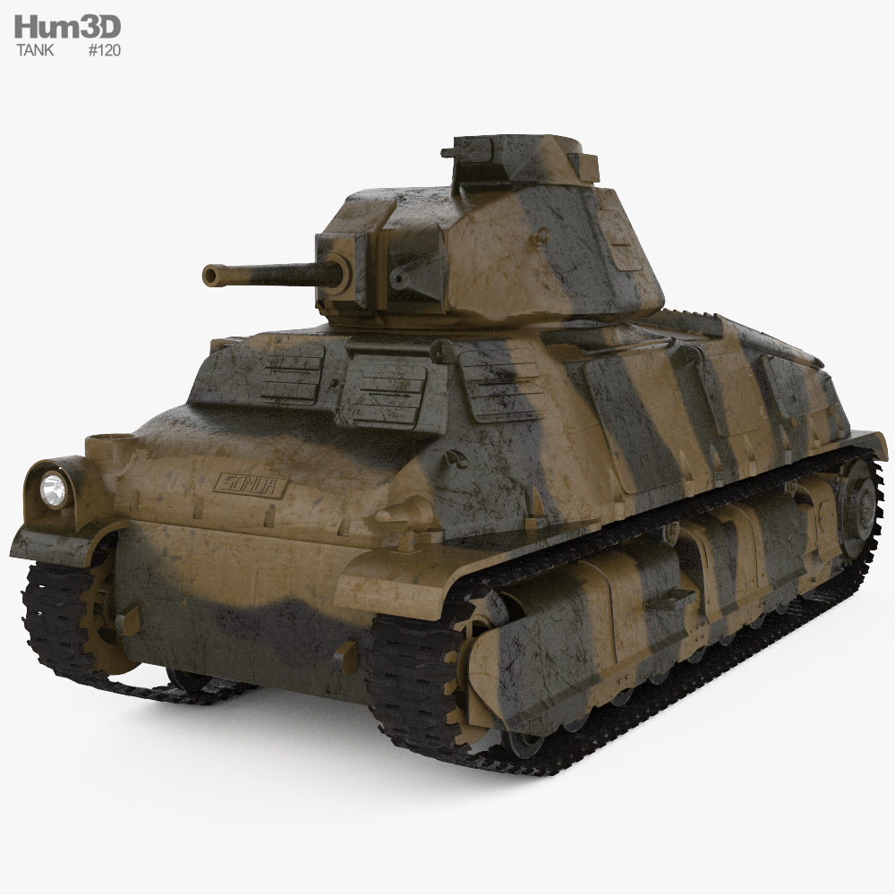 Somua S35 Cavalry Tank Modello 3D