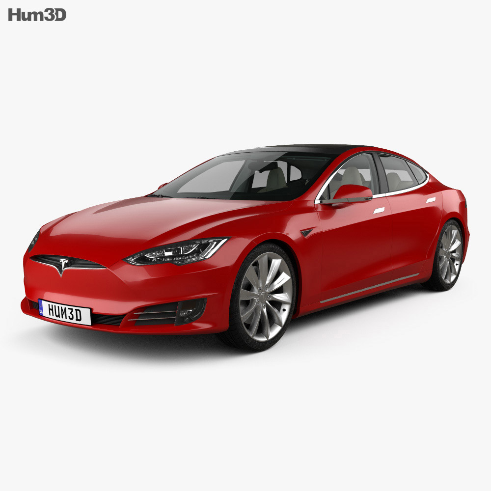Tesla Model S con interior 2016 Modelo 3D