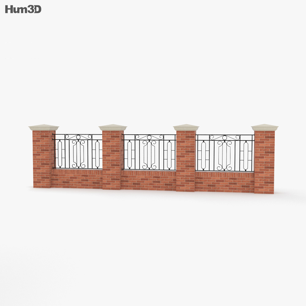 砖围栏 3D模型