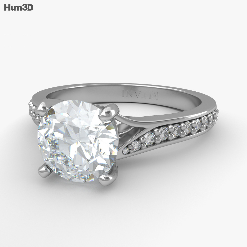 Anello di fidanzamento con diamante Modello 3D